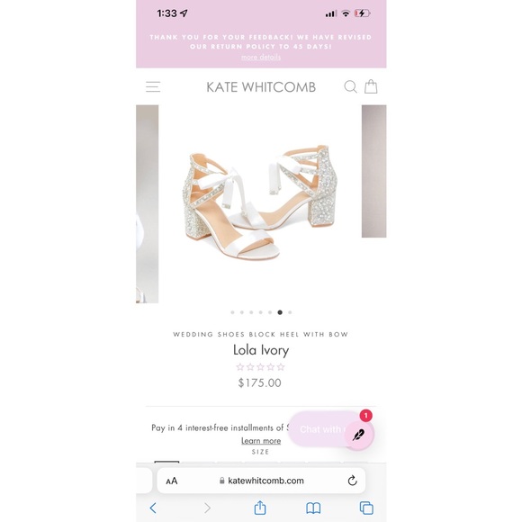 BNWT Kate Whitcomb “Lola” Ivory Block Heel Bridal Shoes - Picture 9 of 9